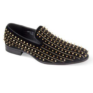After Midnight | AM Harvie Exclusive Smoker Shoe Velvet W/Spikes Slip On BLACK G